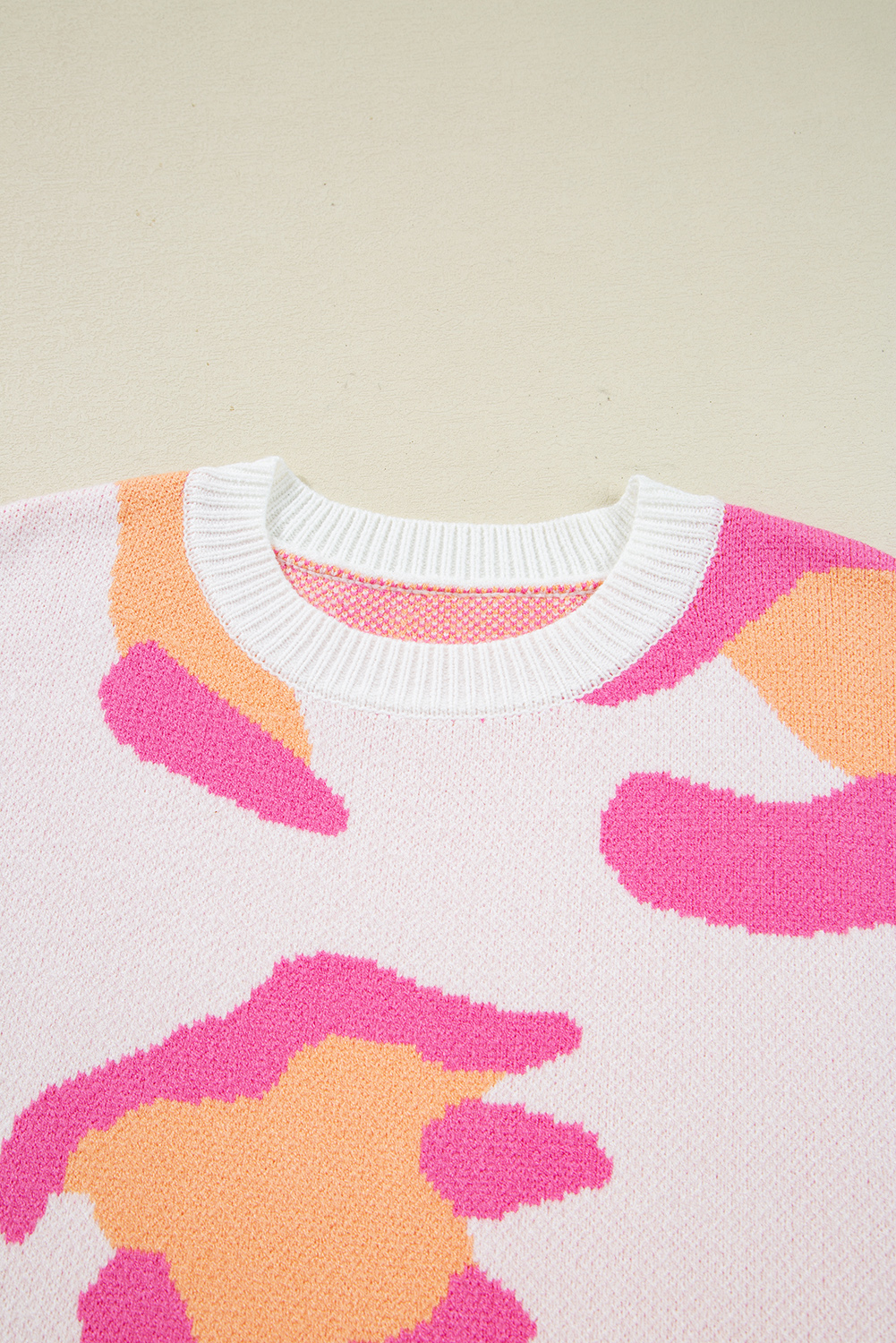 Sachet Pink Playful Leopard Print Drop Shoulder Baggy Sweater - loveforevers