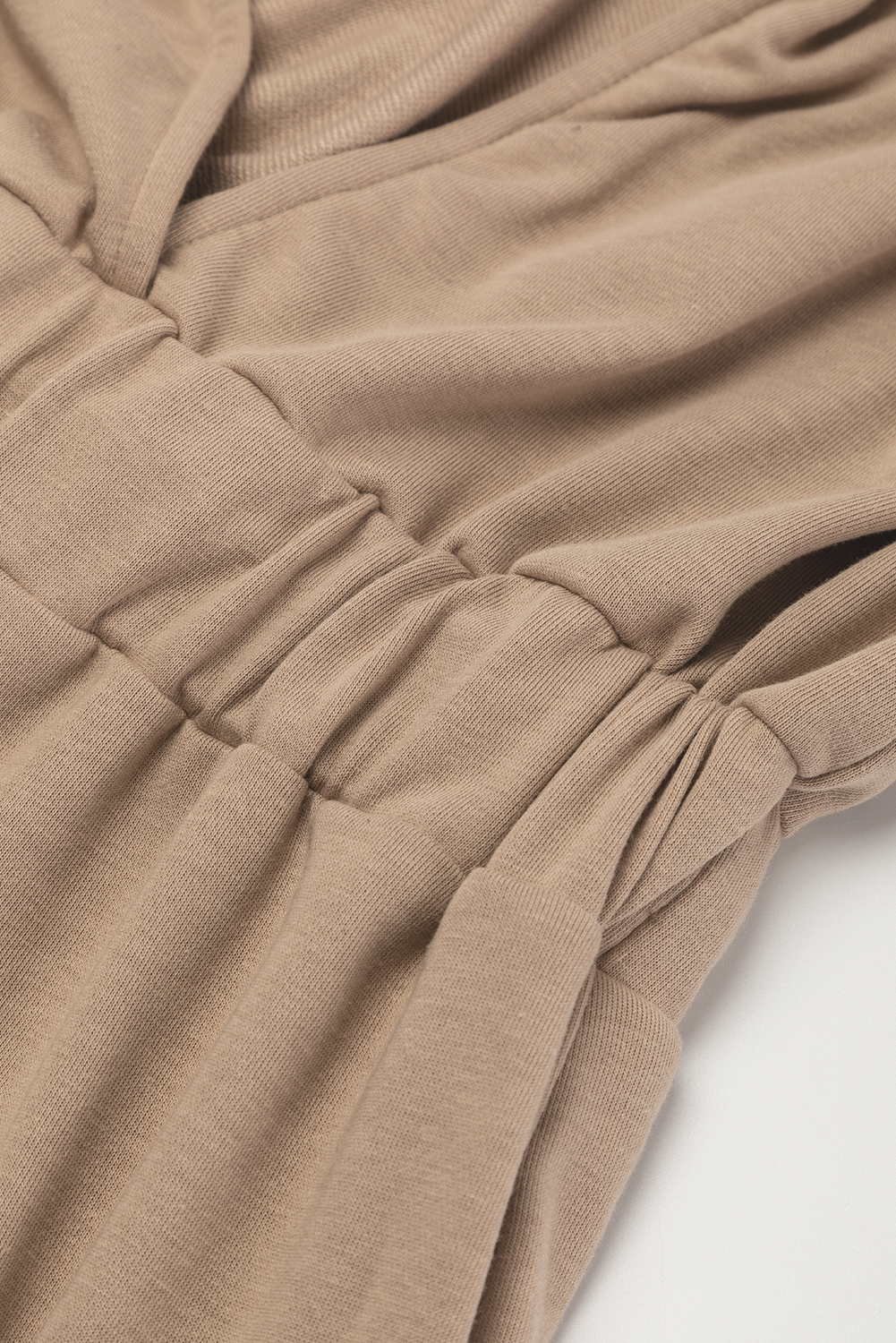 Light French Beige Cap Sleeve Open Back Drawstring Jogger Jumpsuit - loveforevers