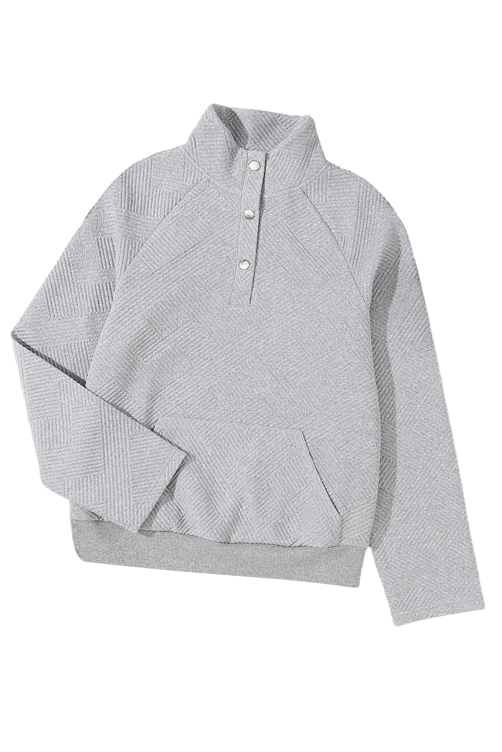 Apricot  Asymmetric Buttons Detail High Neck Textured Sweatshirt - loveforevers