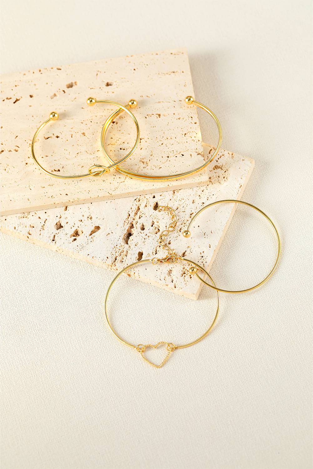 Gold Love Geometric Cross Plated Bracelet 4-piece Set - loveforevers