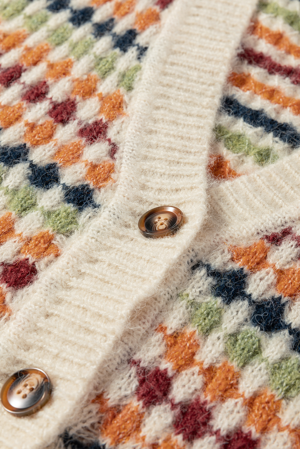 Gray Dotty Pattern Knit Button Front V Neck Sweater Cardigan - loveforevers