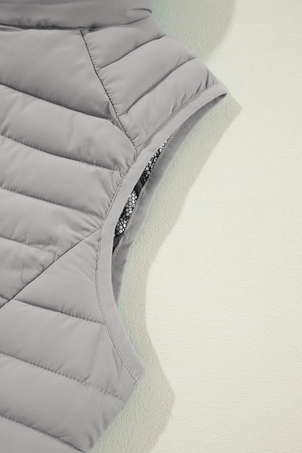 Silvery Plush Collared Quilted Zipped Puffer Vest - loveforevers