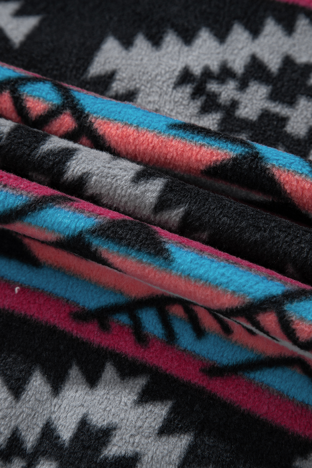 Black Aztec Printed Zip Up Collar Jacket - loveforevers