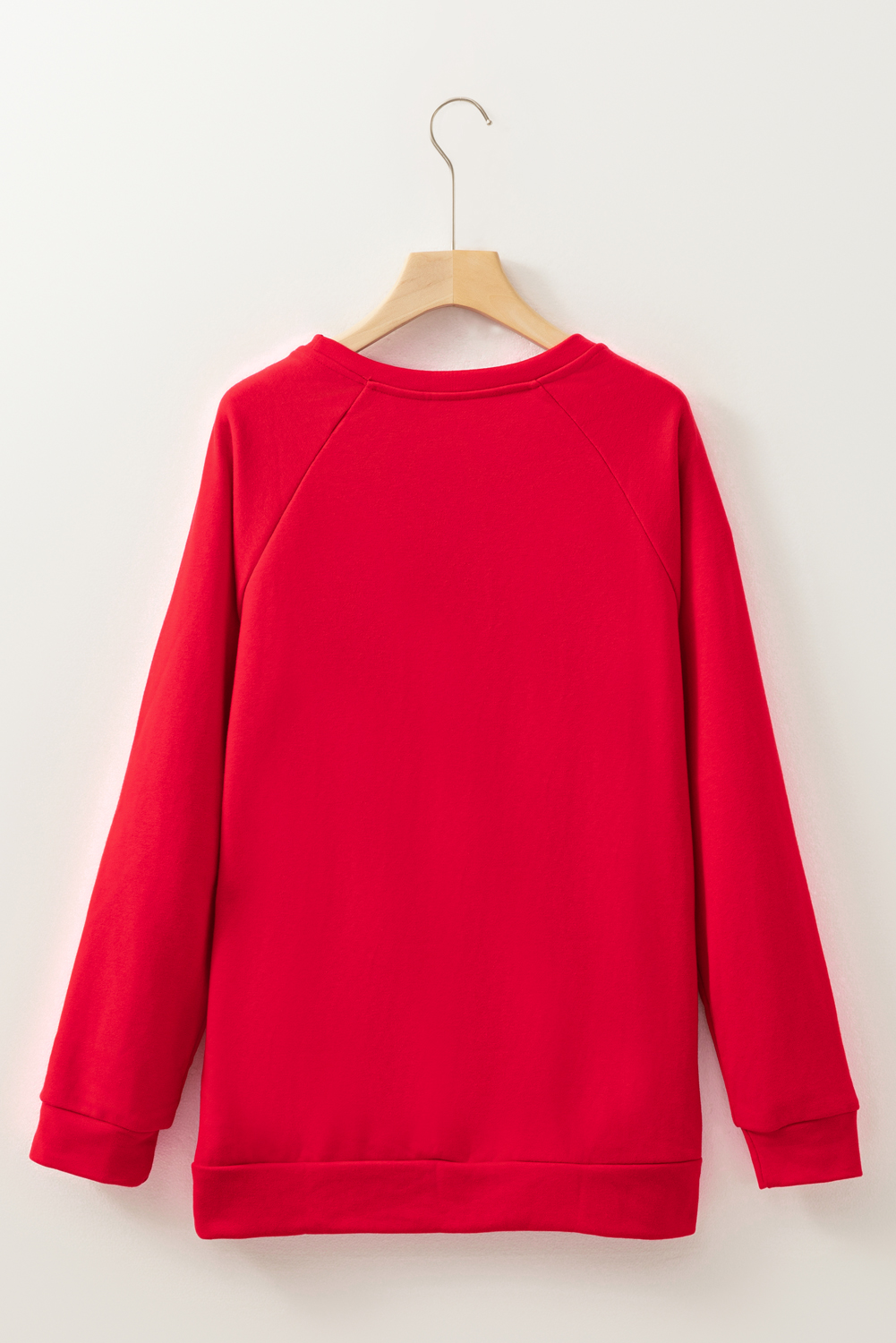 Red Santa Claus Graphic Crewneck Raglan Sleeve Christmas Sweatshirt - loveforevers