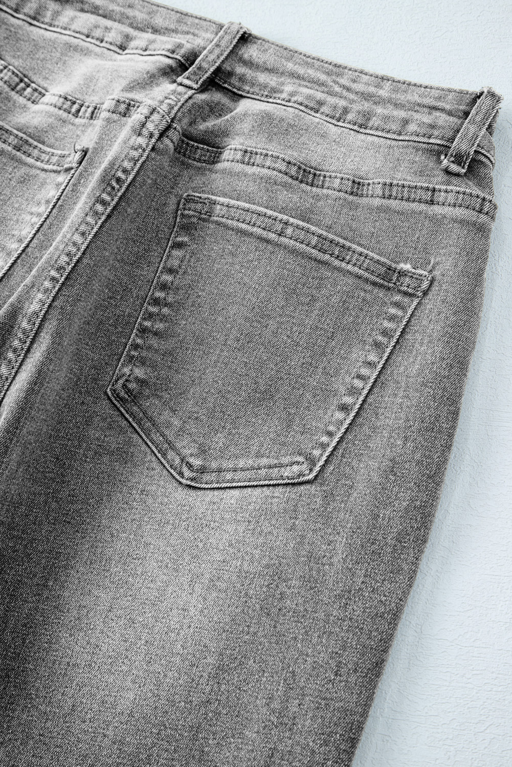 Gray Raw Hem Straight Leg Loose High Waist Jeans - loveforevers