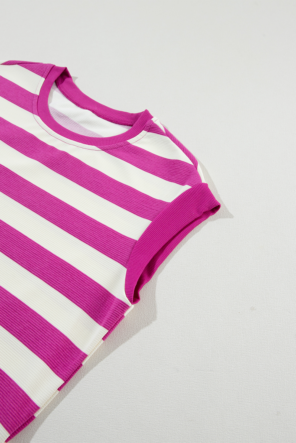 Rose Stripe Cap Sleeve Pocketed Shift T-shirt Dress - loveforevers