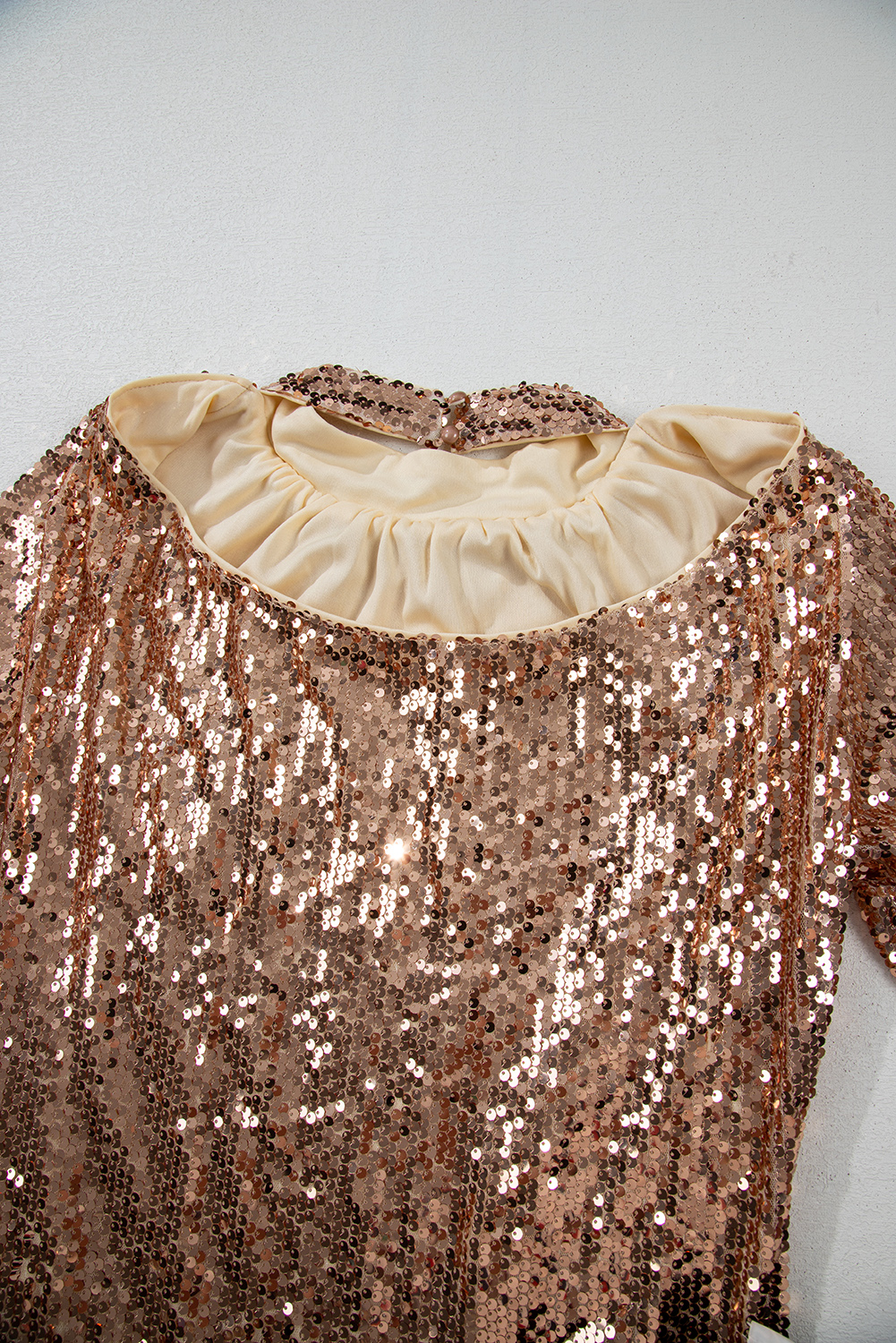 Gold Sequined Long Sleeve Cutout Back Mini Dress - loveforevers