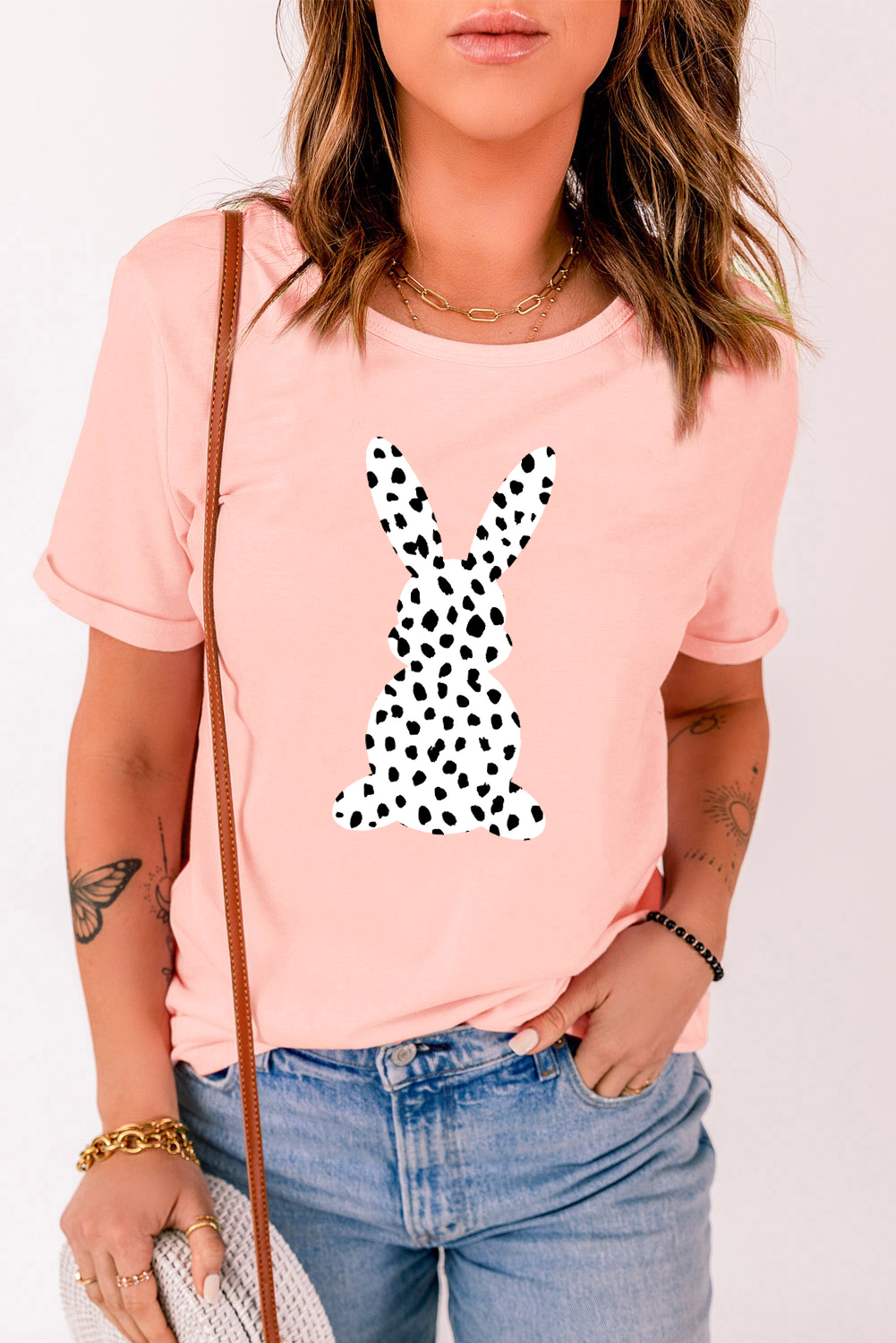 White Easter Egg Bow Bunny Ear Printed T Shirt - loveforevers