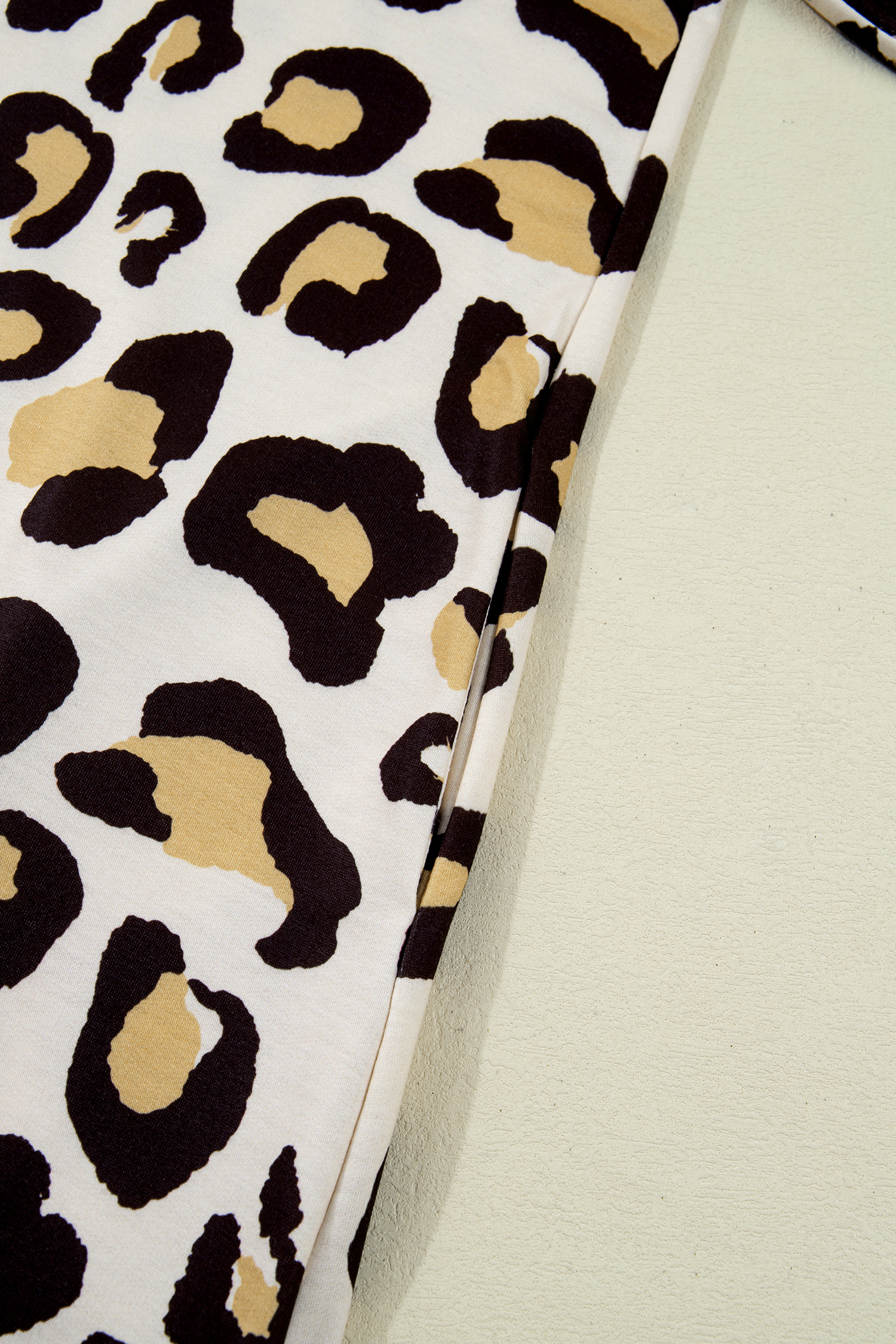 Khaki Leopard Long Sleeve Shift T Shirt Dress with Pockets - loveforevers