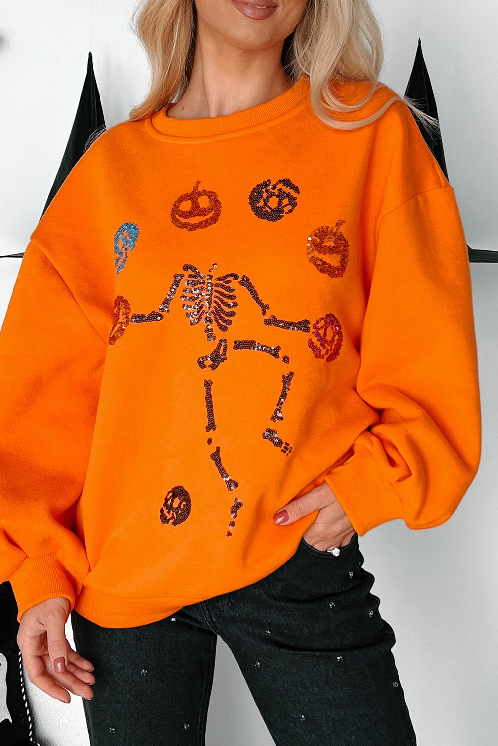 Carrot Dancing Critters Sequin Halloween Crewneck Sweatshirt - loveforevers