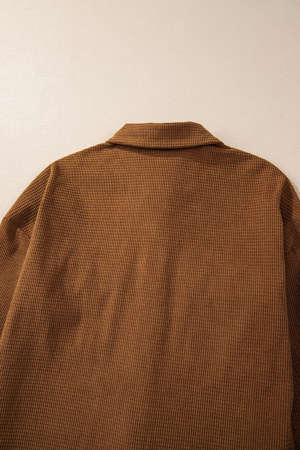 Brown Textured Flap Pocket Drop Shoulder Shacket - loveforevers
