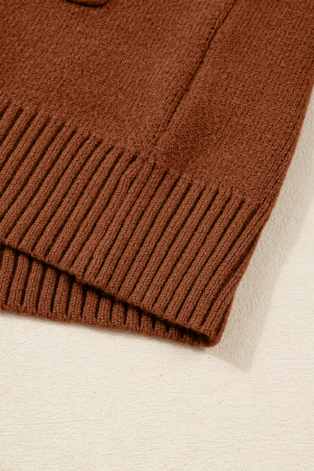 Fiery Red Ribbed High Neck Front Pockets Center Seam Shift Sweater Dress - loveforevers