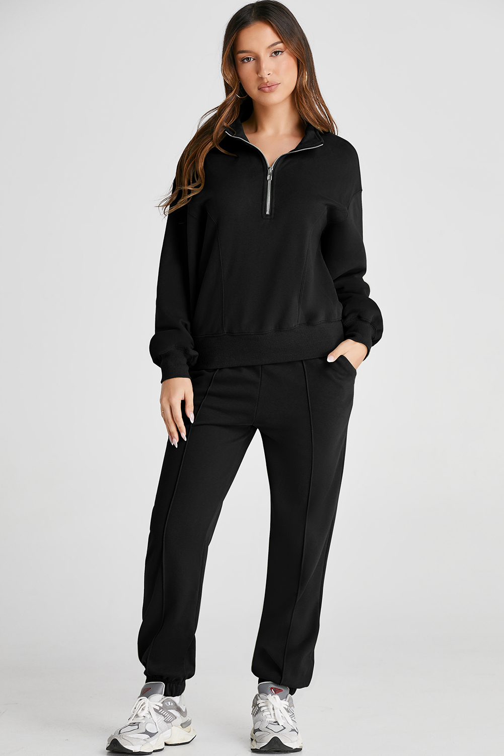 Vineyard Green Half Zip up Pullover Active Top and Joggers Set - loveforevers