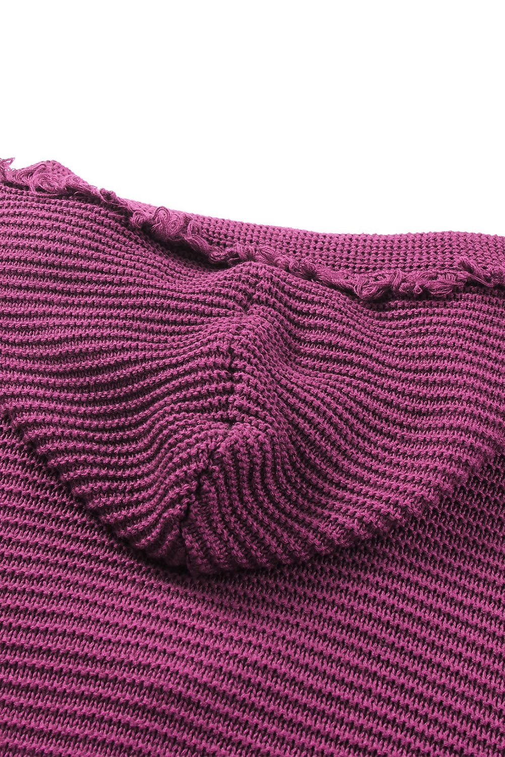 V Neck Ribbed Drop Shoulder Hooded Sweater - loveforevers