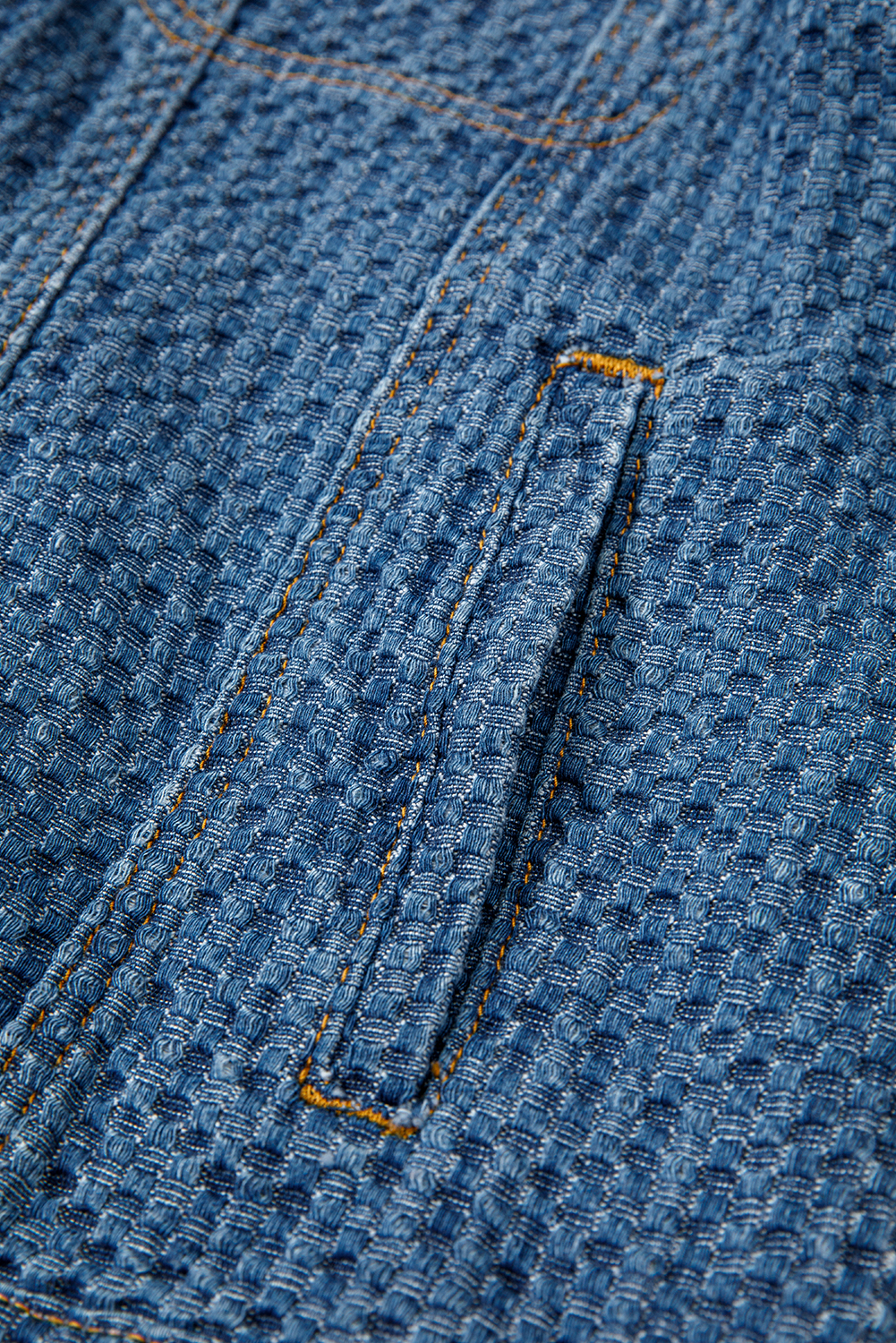 Blue Double Flap Pocket Denim Textured Button Down Jacket - loveforevers