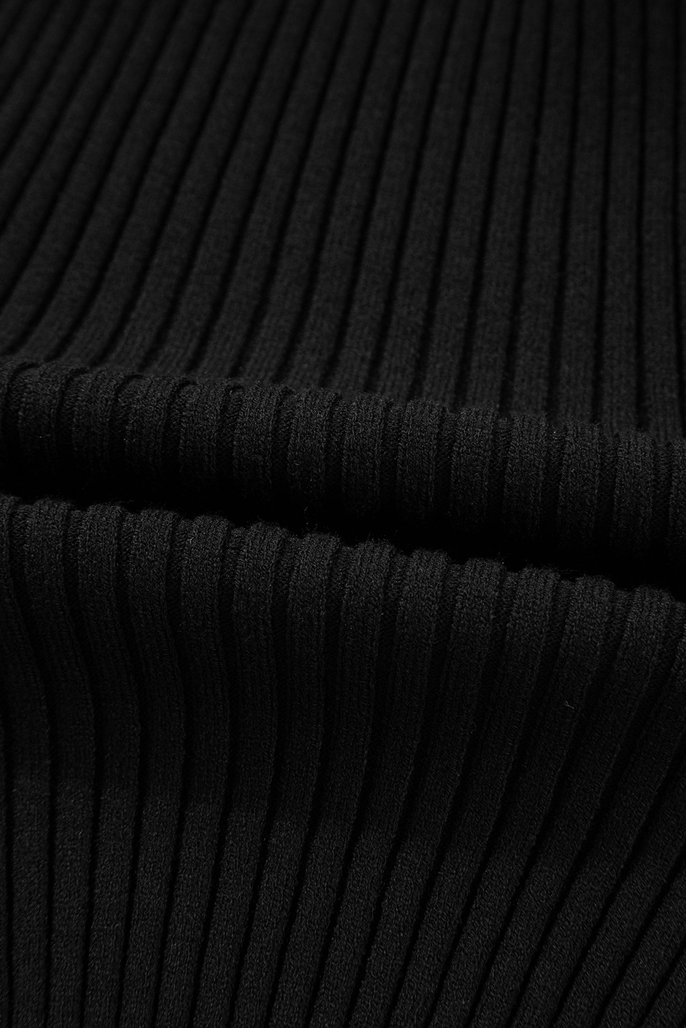 Black Ribbed Knit Cold Shoulder Choker Neck Sweater - loveforevers