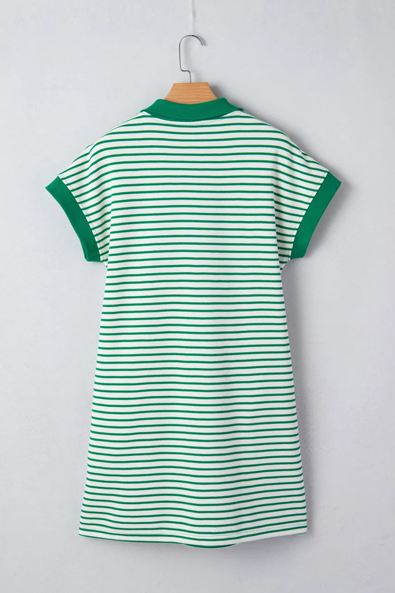 Green Stripe Magic St Patricks Day Sequin Graphic Zip Polo Tee Dress - loveforevers