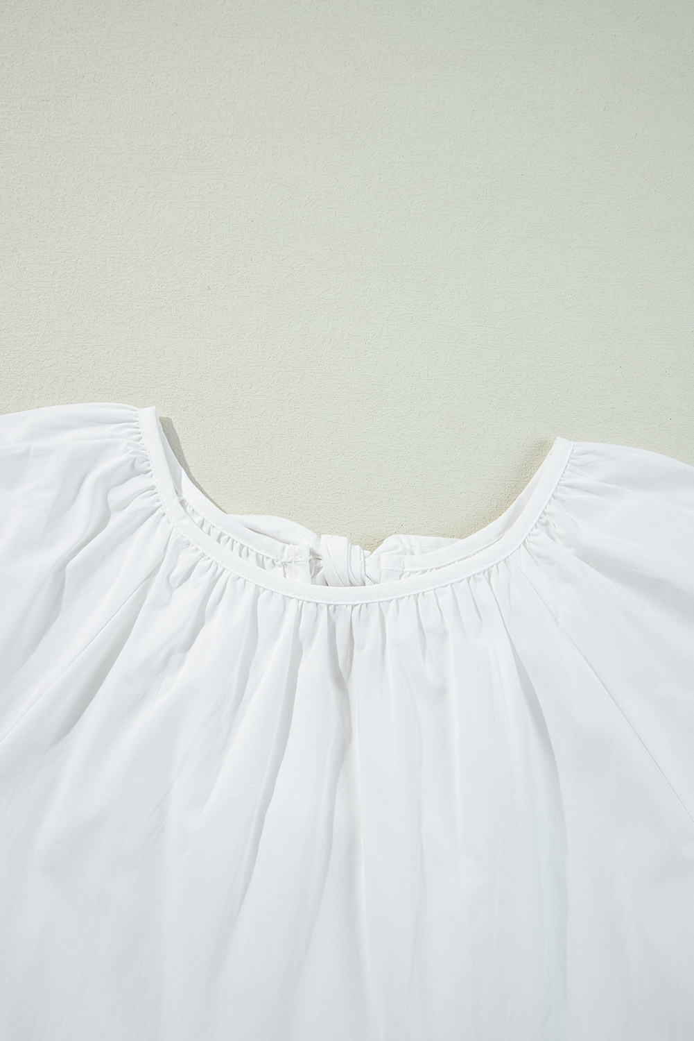 White Bow Knot Cutout Back Loose Fit 3/4 Sleeve Blouse - loveforevers