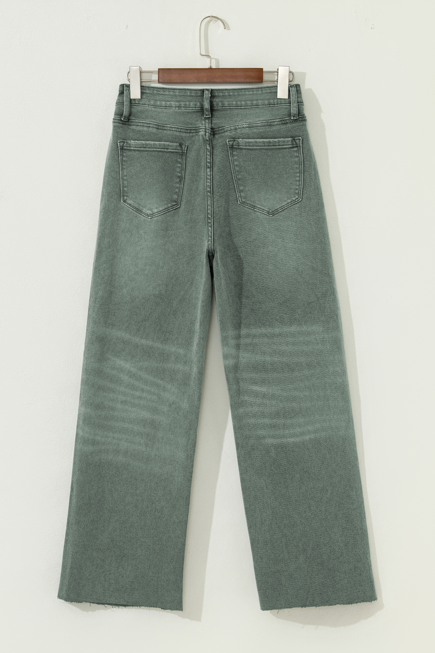 Four Leaf Clover Slight Distressed Raw Edge Wide Leg Jeans - loveforevers