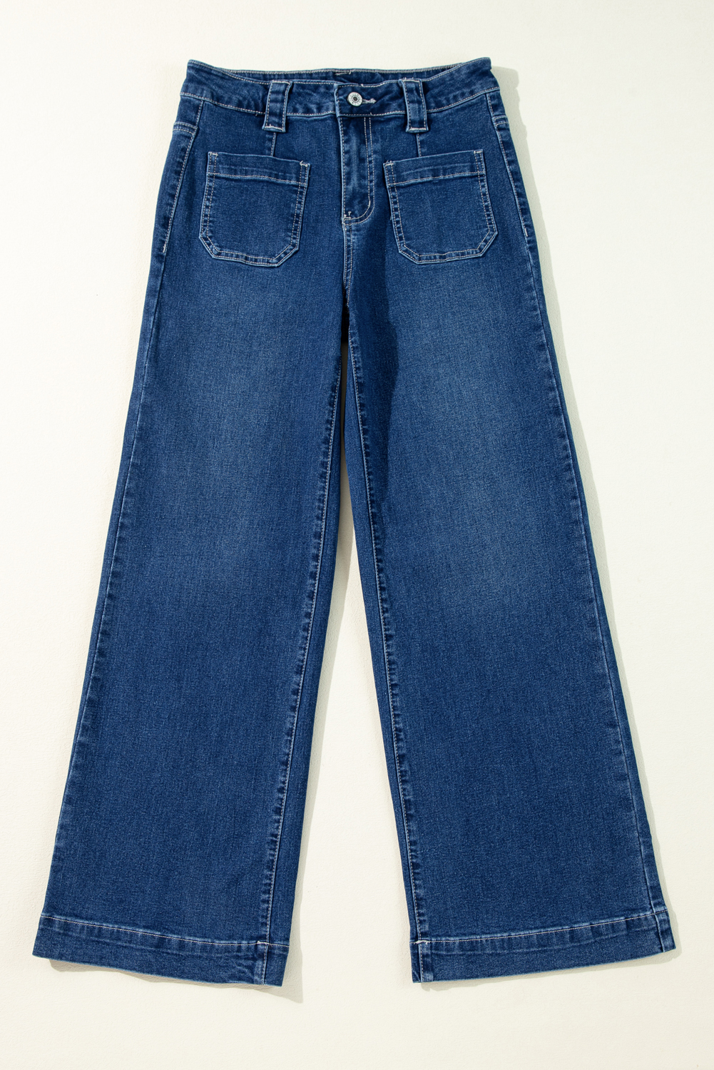 Sail Blue Wide Leg Pocketed High Waist Jeans - loveforevers