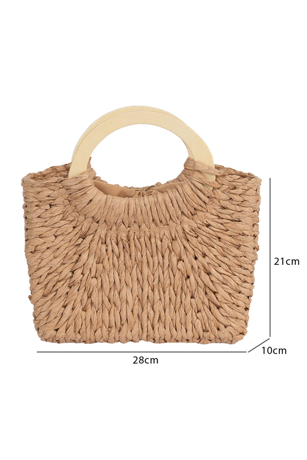 Camel Retro Straw Woven Handle Bag - loveforevers