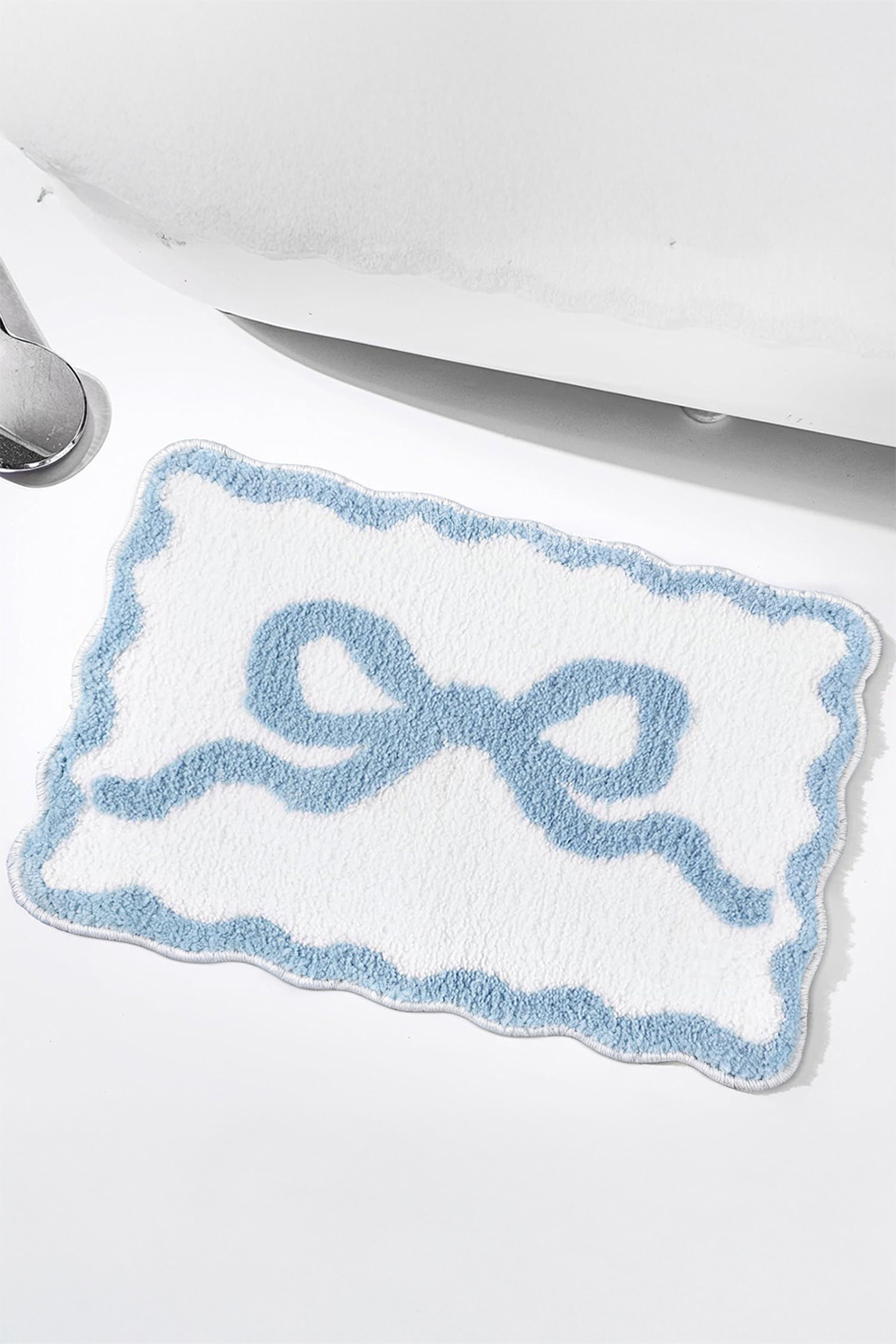 Mist Blue Bow Knot Water Absorption Entrance Ground Mat - loveforevers