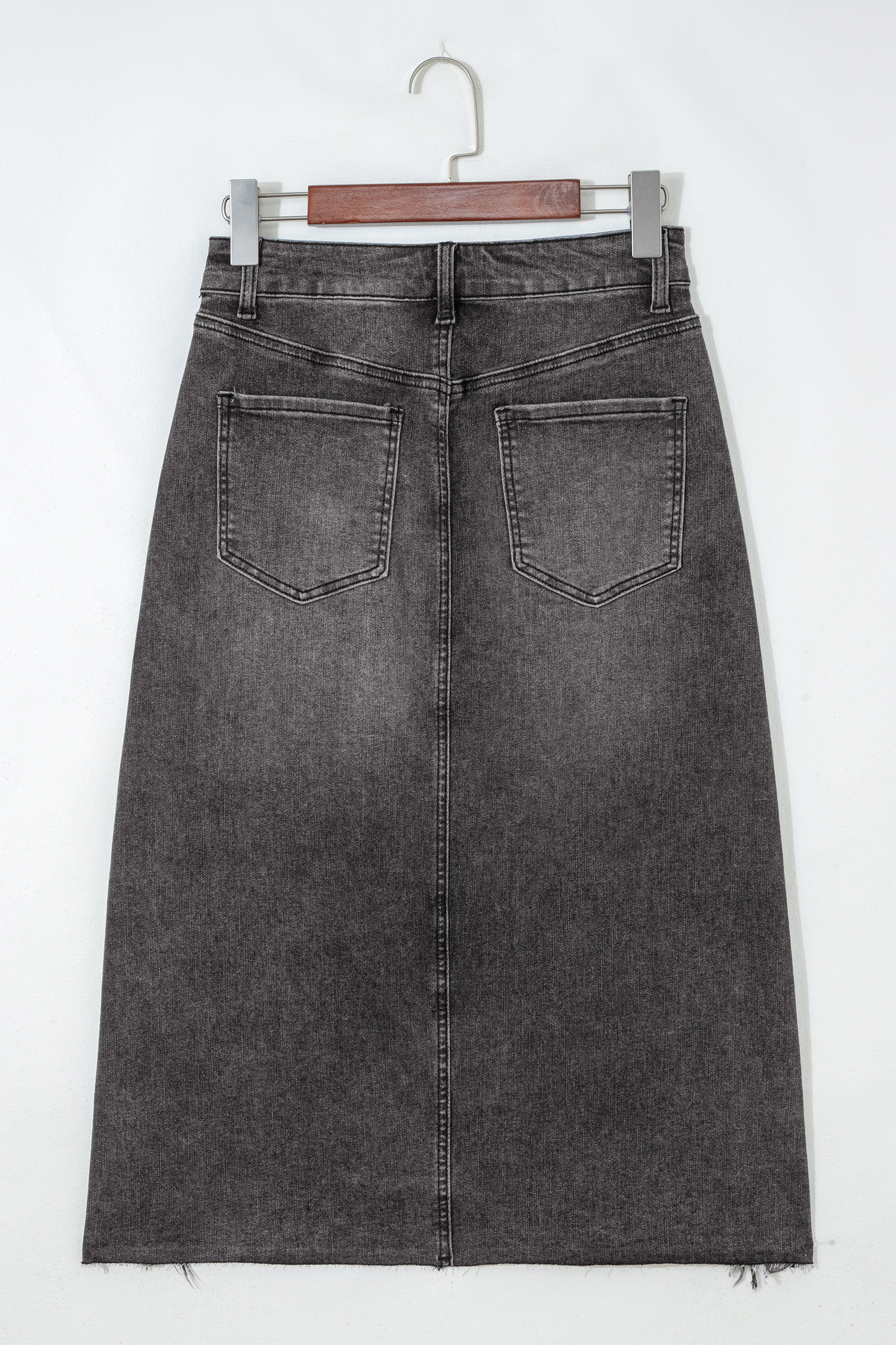 Sail Blue Dearlove Irregular Distressed Bottom Denim Midi Skirt - loveforevers