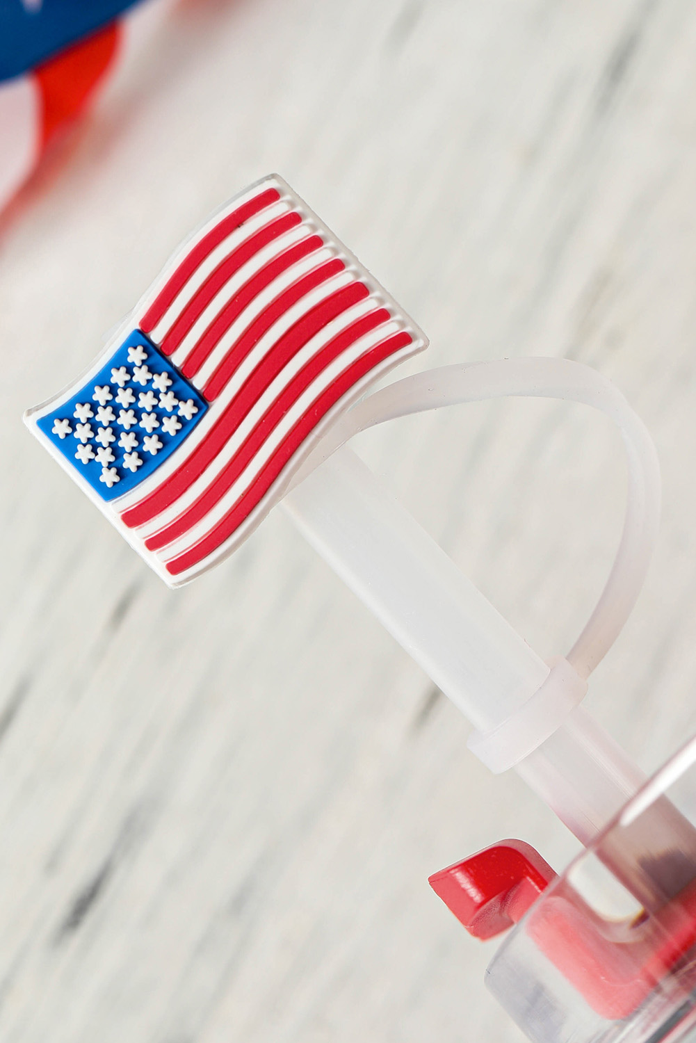 White American Flag Print PVC Soft Plastic Straw Lid - loveforevers