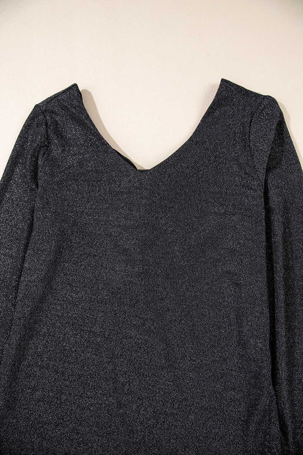 Red Metallic Bowknot Open Back V Neck Top - loveforevers