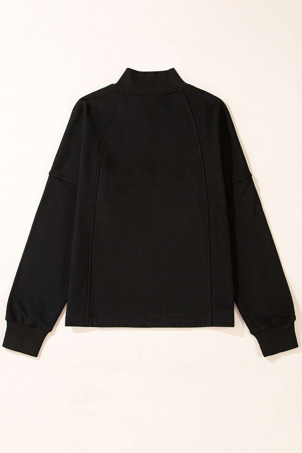 Fushia Zipped Neck Pullover Drop Shoulder Sweatshirt - loveforevers