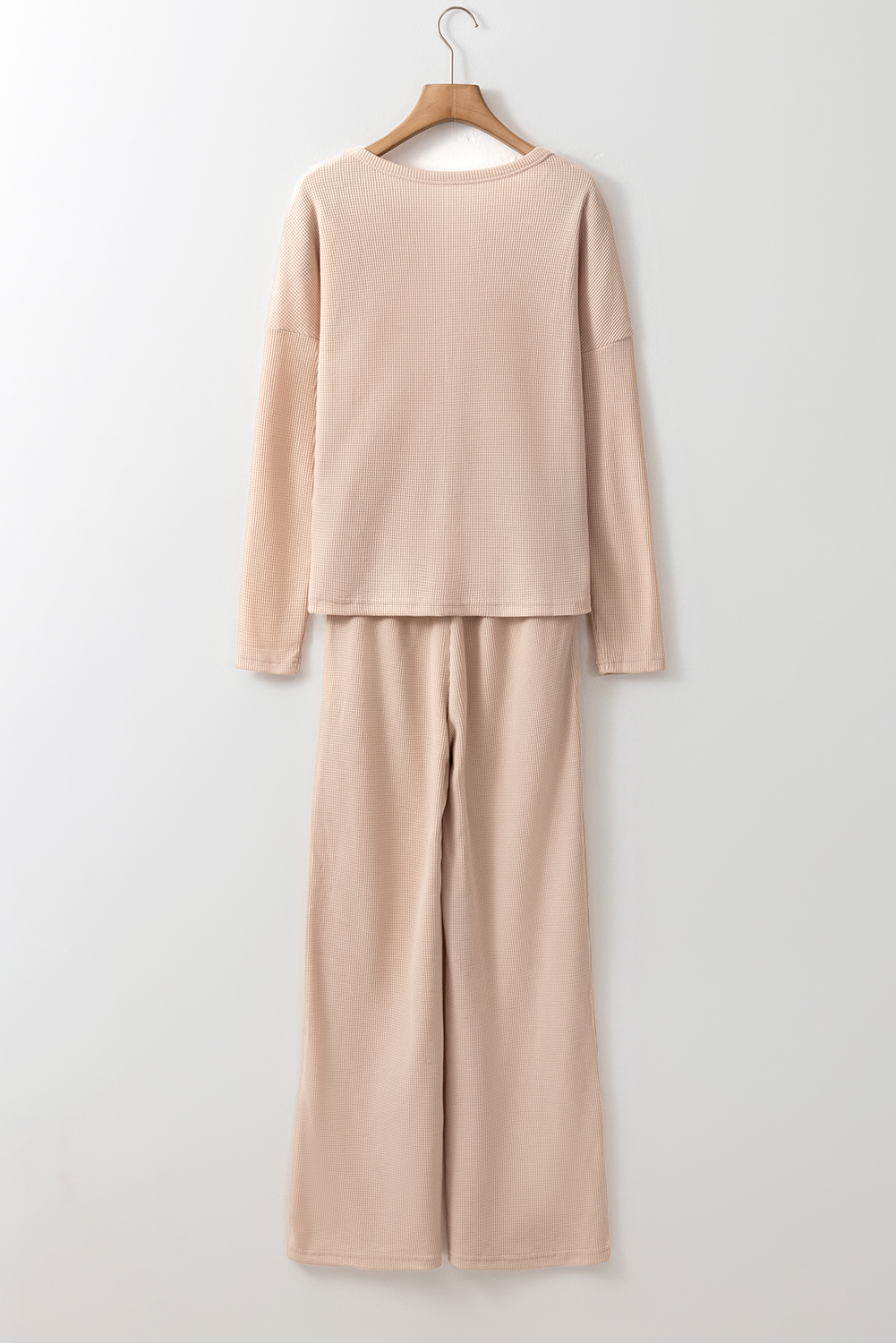 Parchment Textured Long Sleeve T Shirt and Pants Lounge Set - loveforevers
