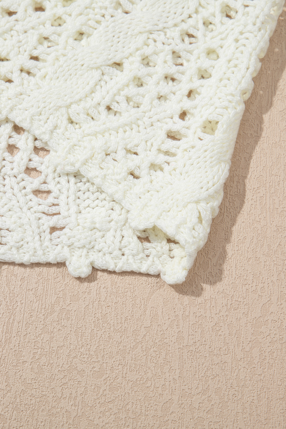 White Fashion Open Knit Hooded Beach Cover Up - loveforevers