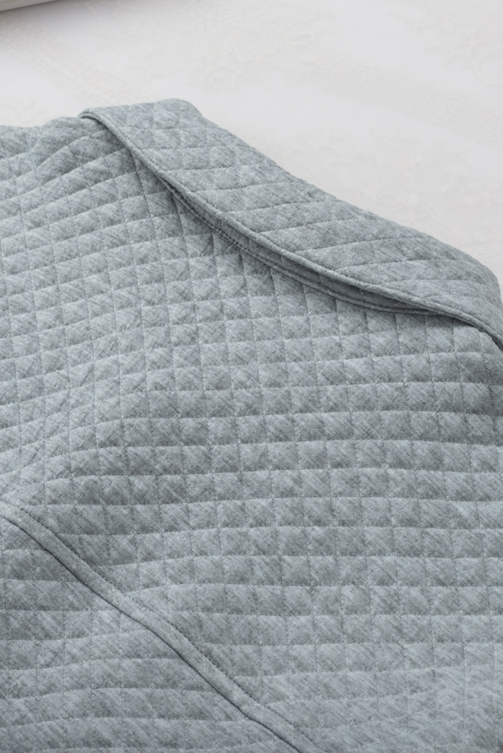 Gray Retro Quilted Flap Pocket Button Shacket - loveforevers