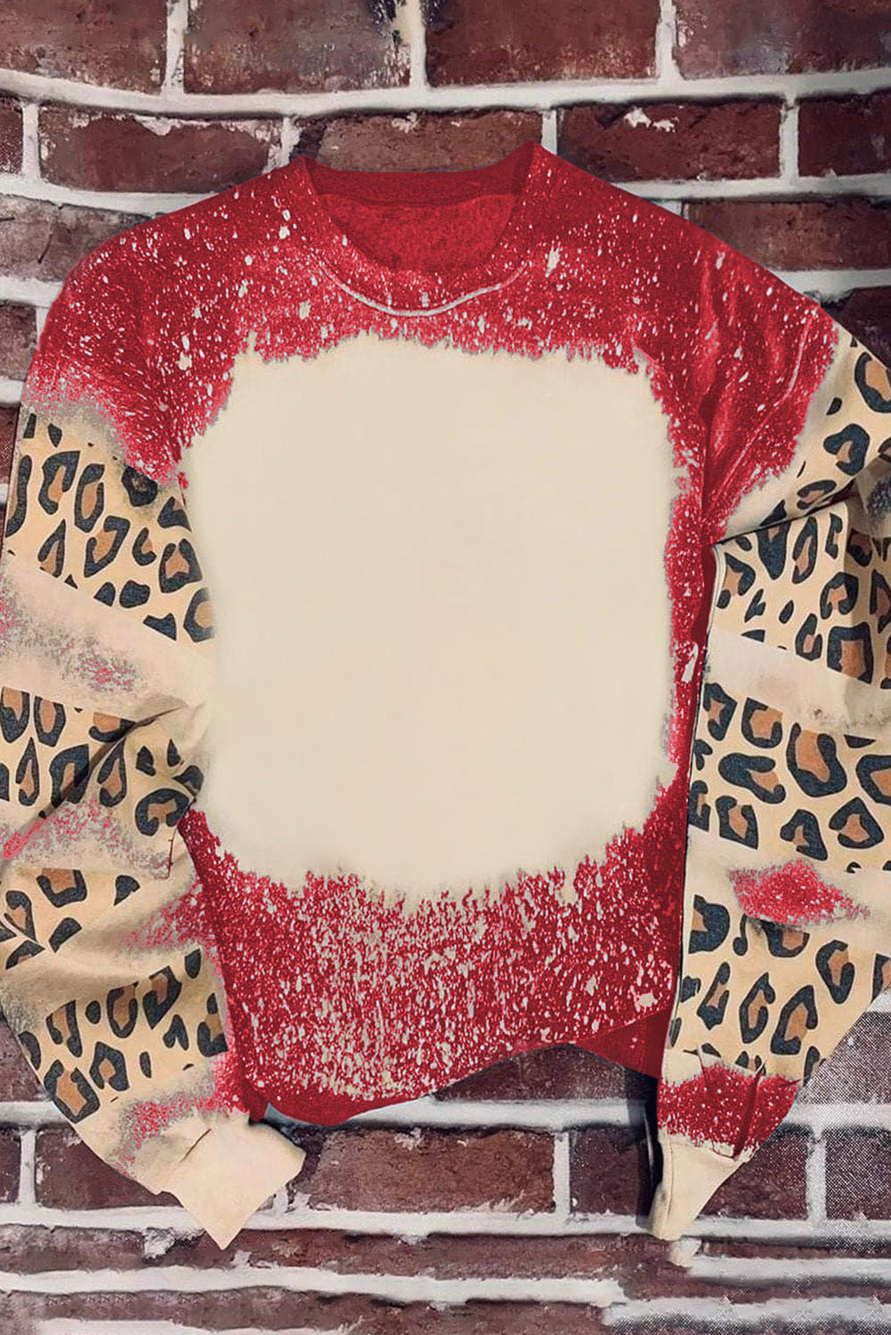 Fiery Red Tie Dye Leopard Drop Shoulder Sweatshirt - loveforevers