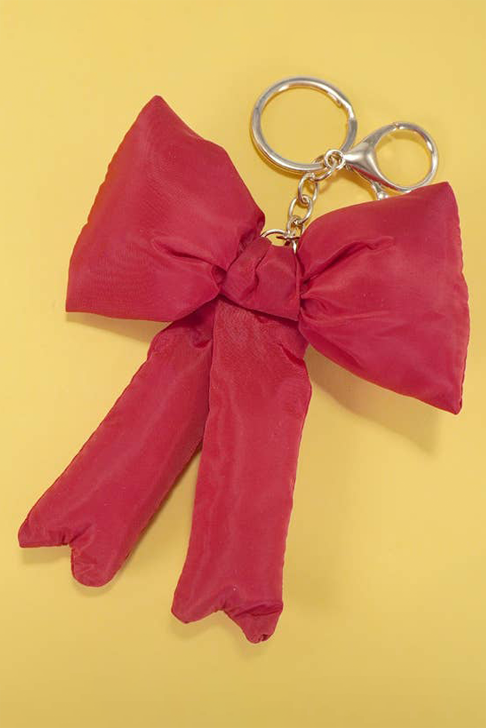 Pink Gingham Puffer Bow Knot Bag Pendant Keychain - loveforevers