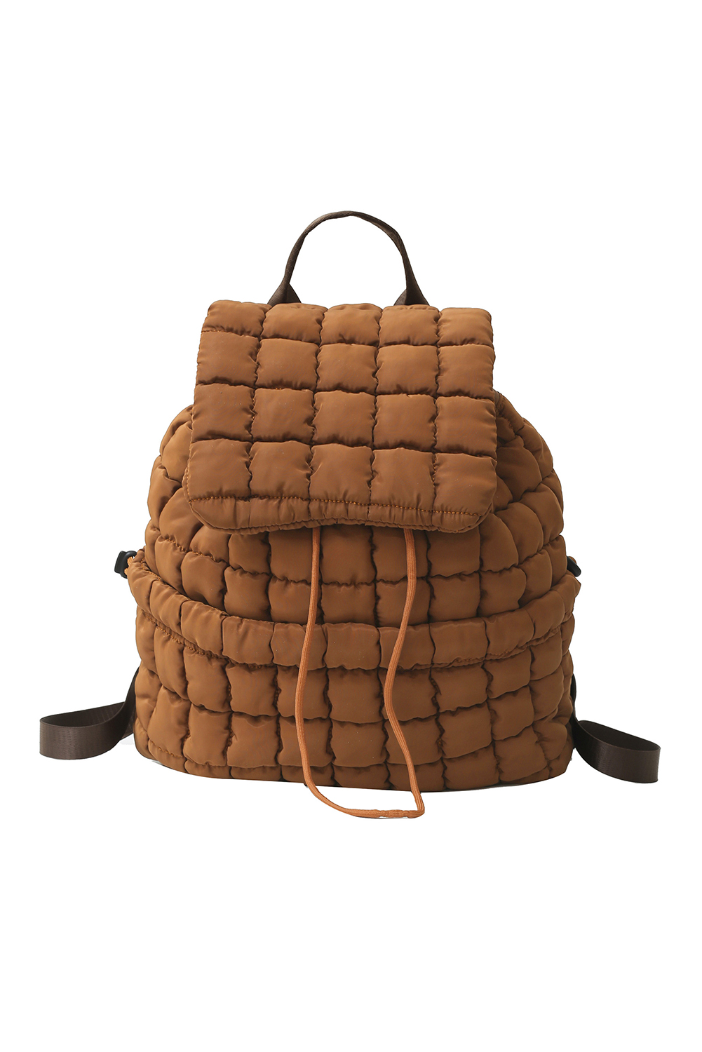 Black Solid Flapped Quilted Puffer Backpack - loveforevers