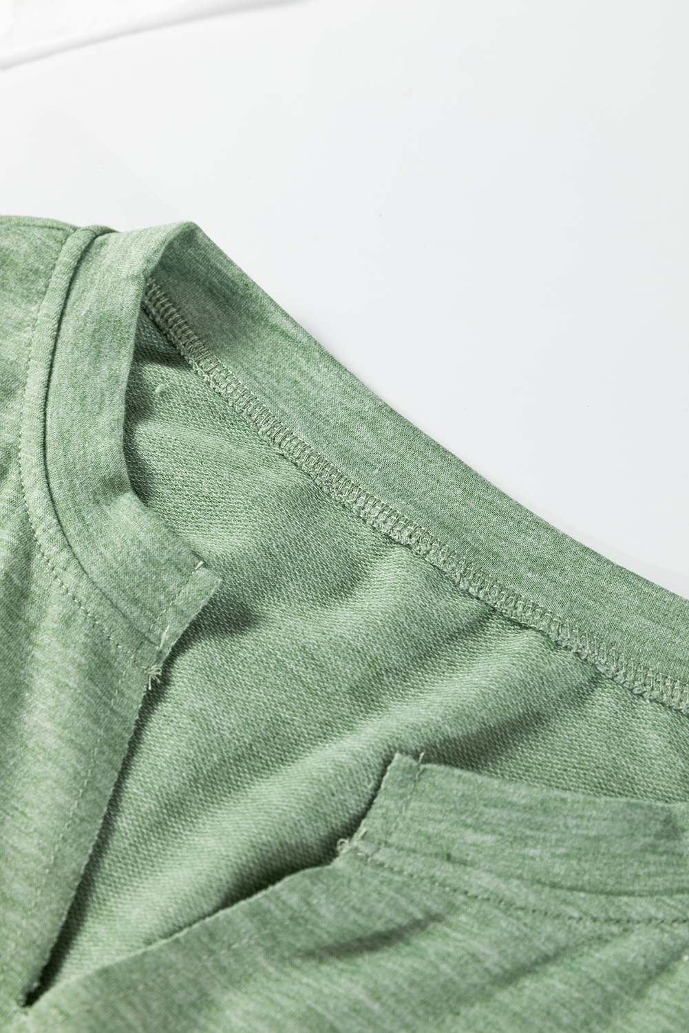 Myosotis Notched Neck Terry Raw Hem Long Sleeve Top - loveforevers