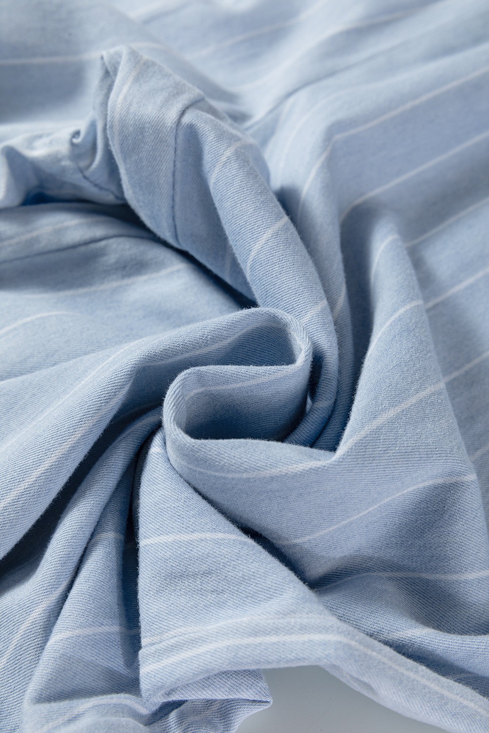 Blue Stripe Chambray Wide Leg Tied Elastic Waist Trousers - loveforevers