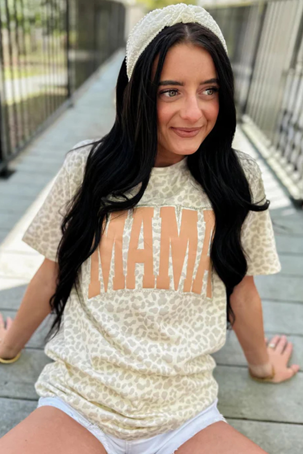Yellow MAMA Letter Graphic Leopard Loose Tee - loveforevers
