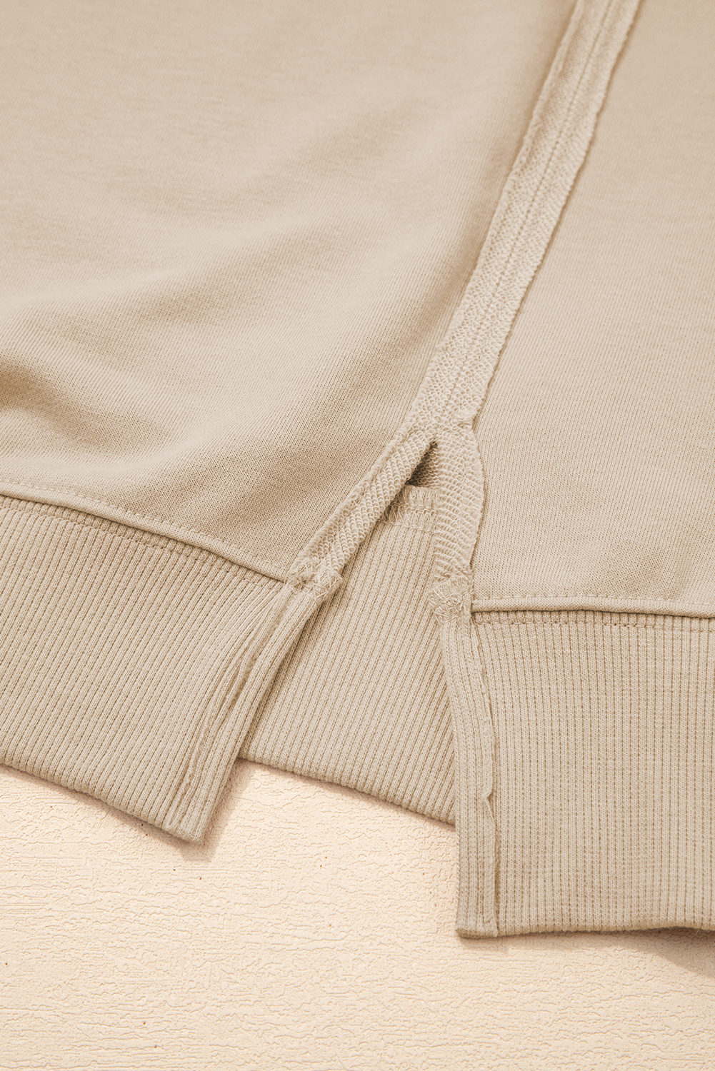Parchment Raw Edge Exposed Seam Raglan Sleeve Side Slit Sweatshirt - loveforevers