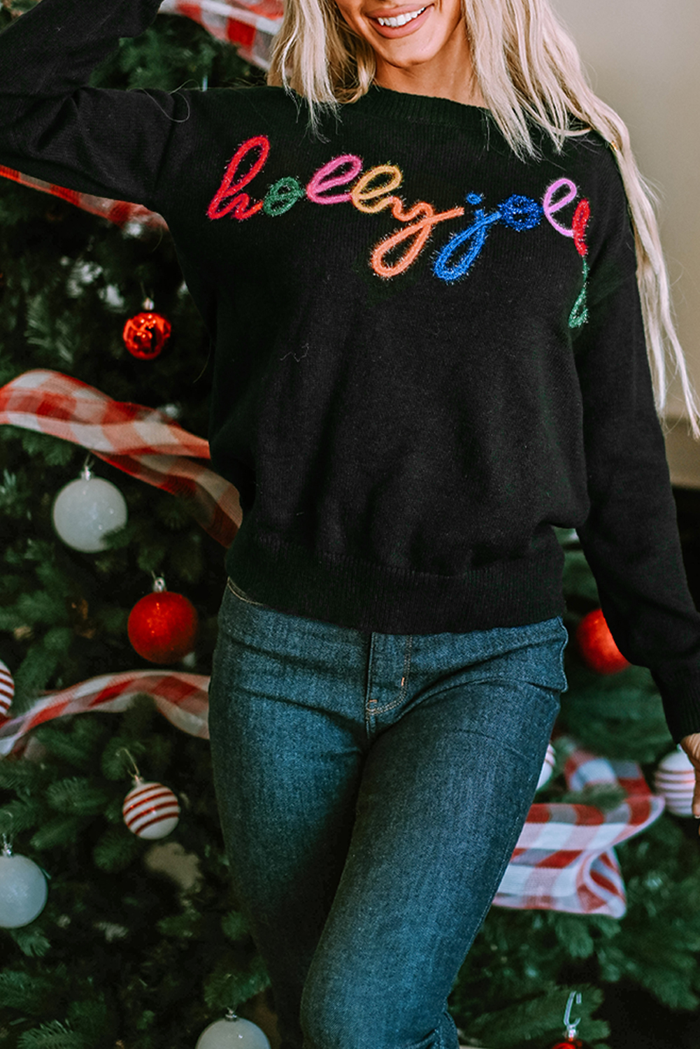 White Merry & Bright Round Neck Casual Sweater - loveforevers