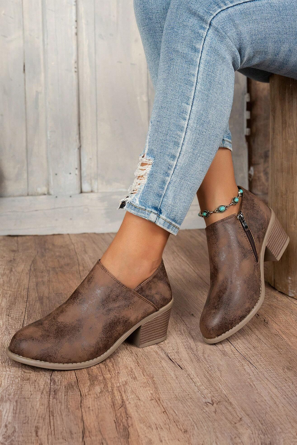 Philippine Gray Tulip Opening Suede Ankle Boots - loveforevers