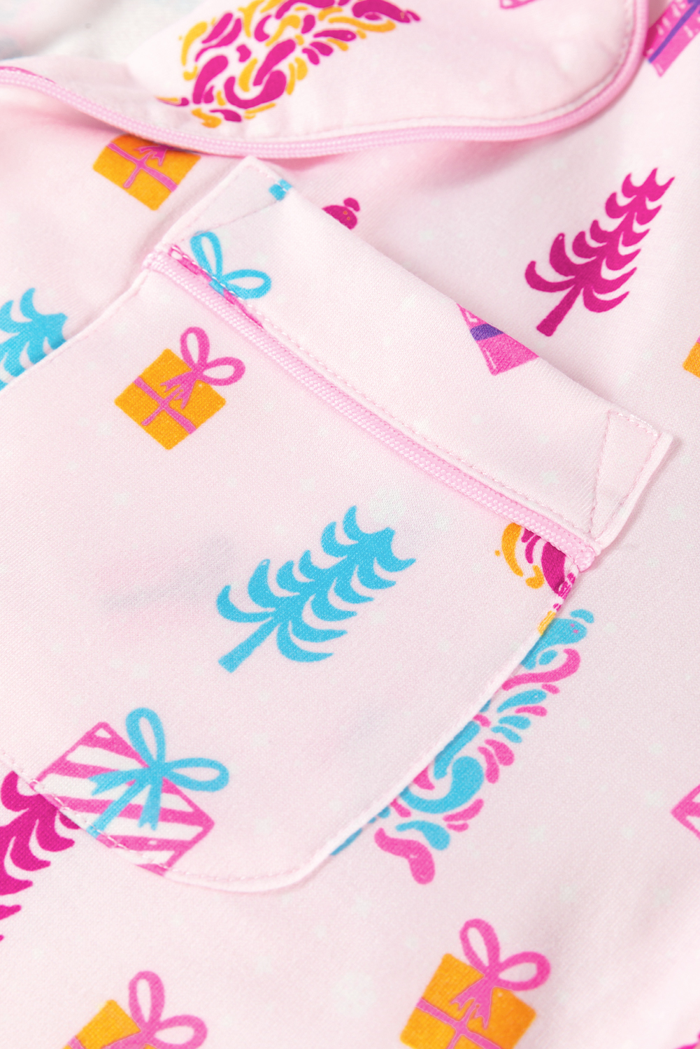 Pink Christmas Twinkle Tree Print Shirt Sleep Dress - loveforevers