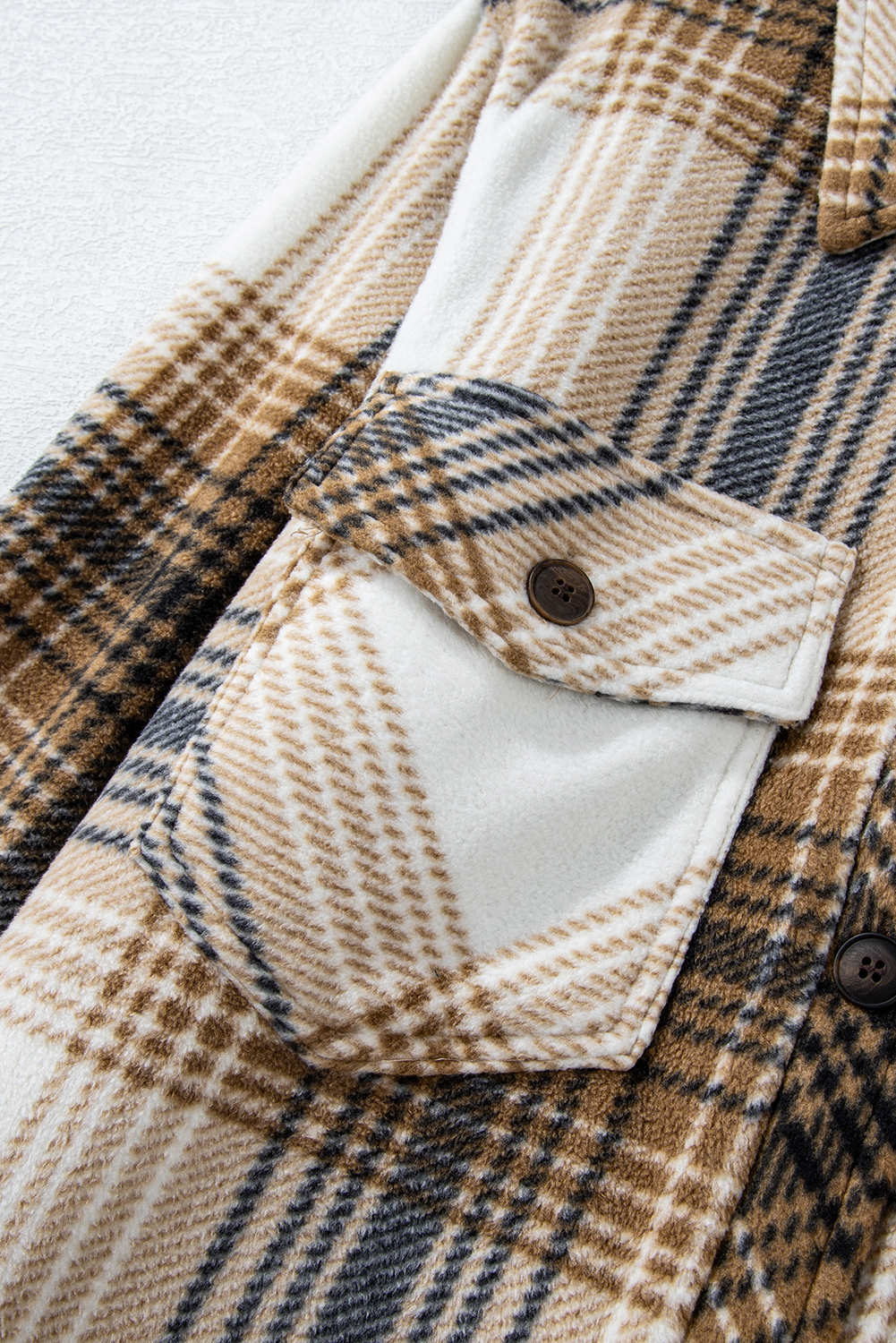 Multicolour Plaid Print Flap Pocket Button Up Shacket - loveforevers