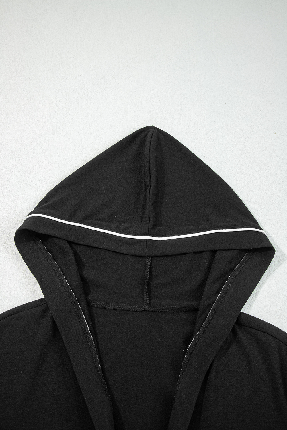Black Contrast Trim Hooded Lounge Cardigan and Pants Set - loveforevers