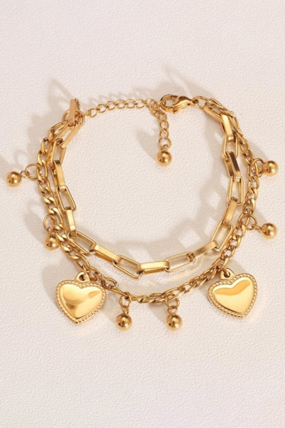 Gold Plated Double Layered Heart Shaped Bracelet - loveforevers