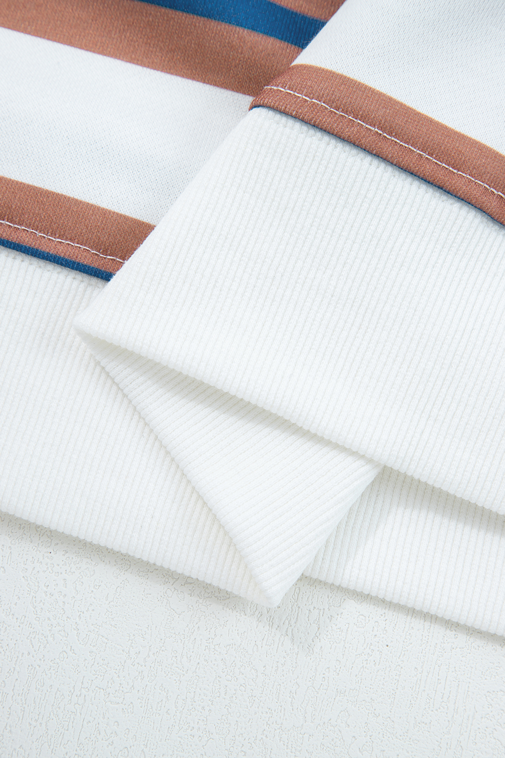 Khaki Stripe Crew Neck Drop Shoulder Pullover Sweatshirt - loveforevers