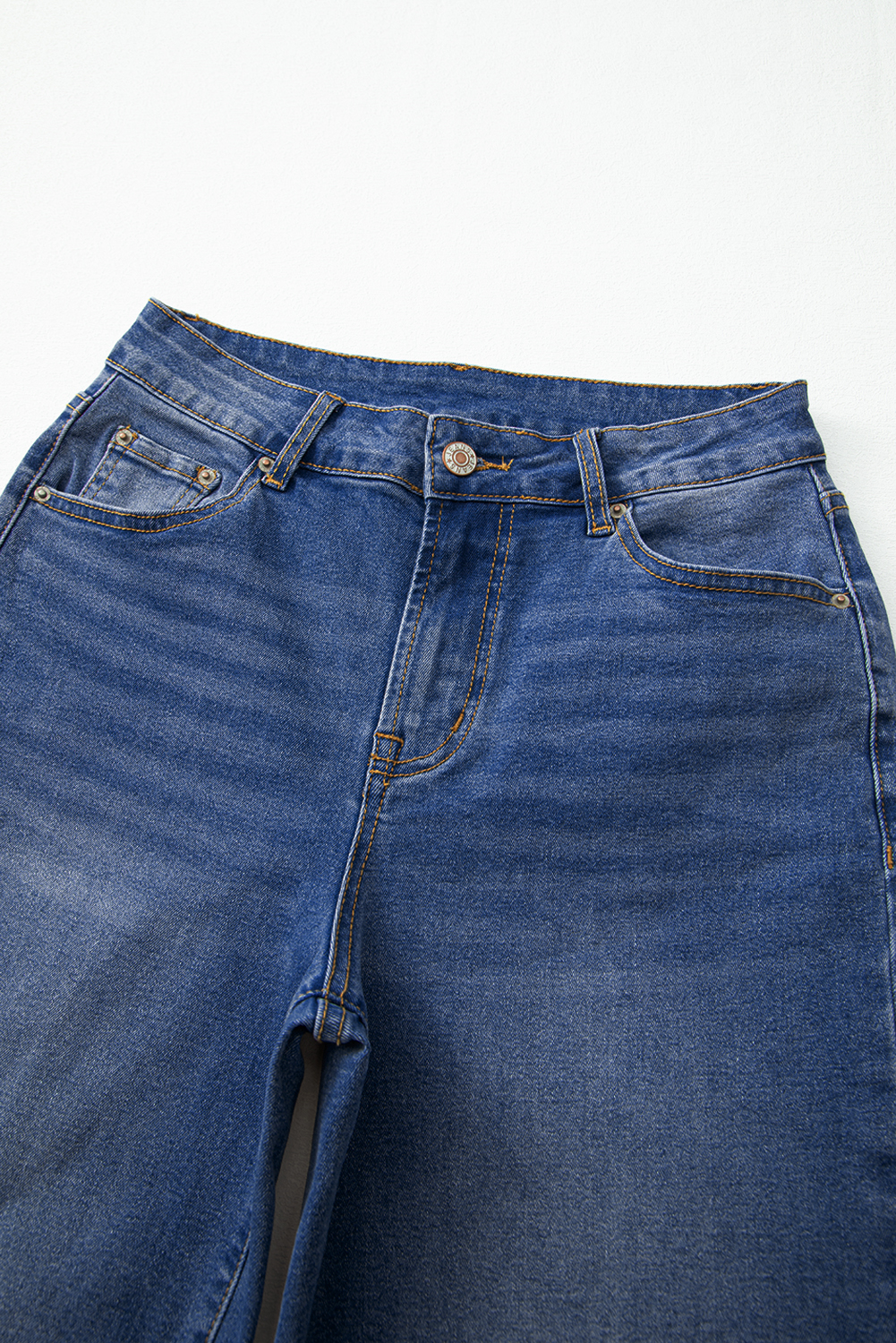 Real Teal Raw Hem Unique Cuffs Straight High Rise Loose Jeans - loveforevers