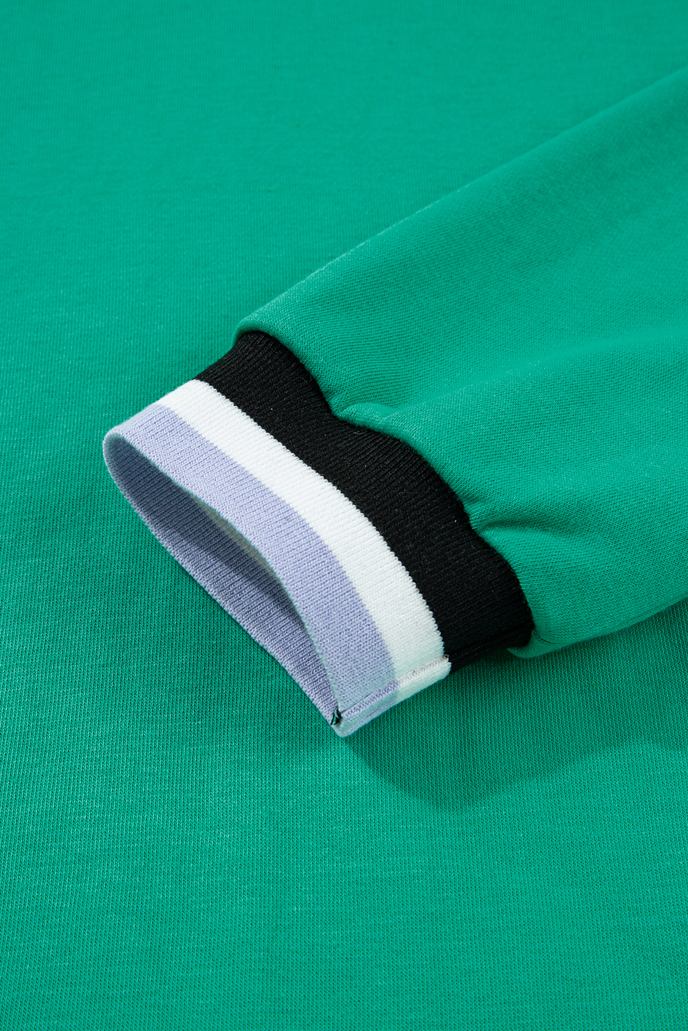 Mint Green Varsity Contrast Striped V Neck Long Sleeve T Shirt Dress with Pockets - loveforevers