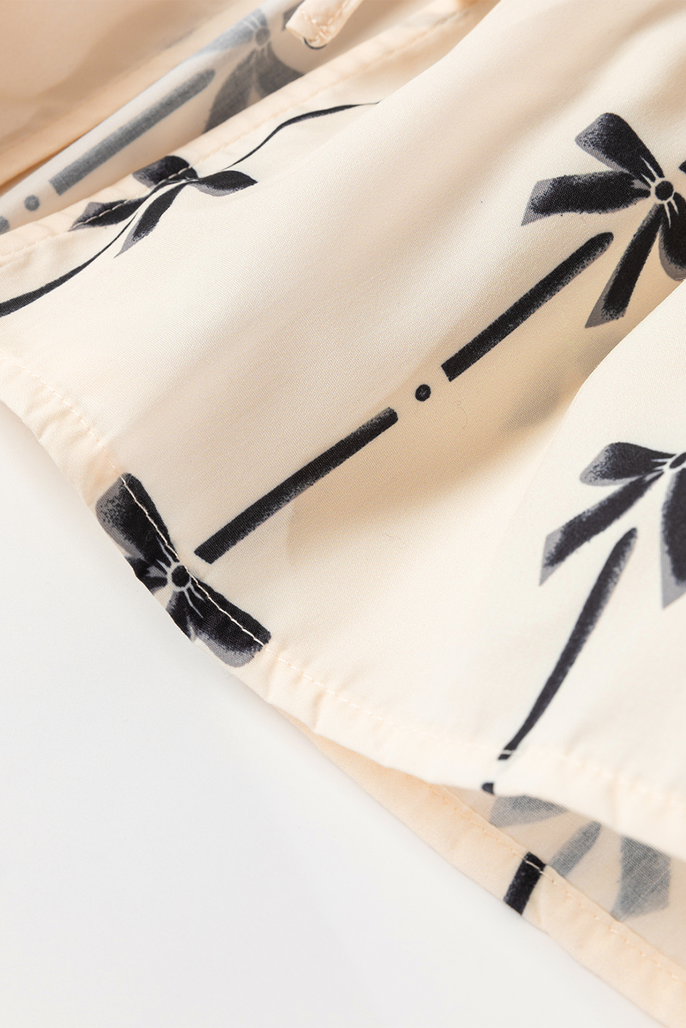 White Bow Printed Tie Closure Ruffled Vest - loveforevers